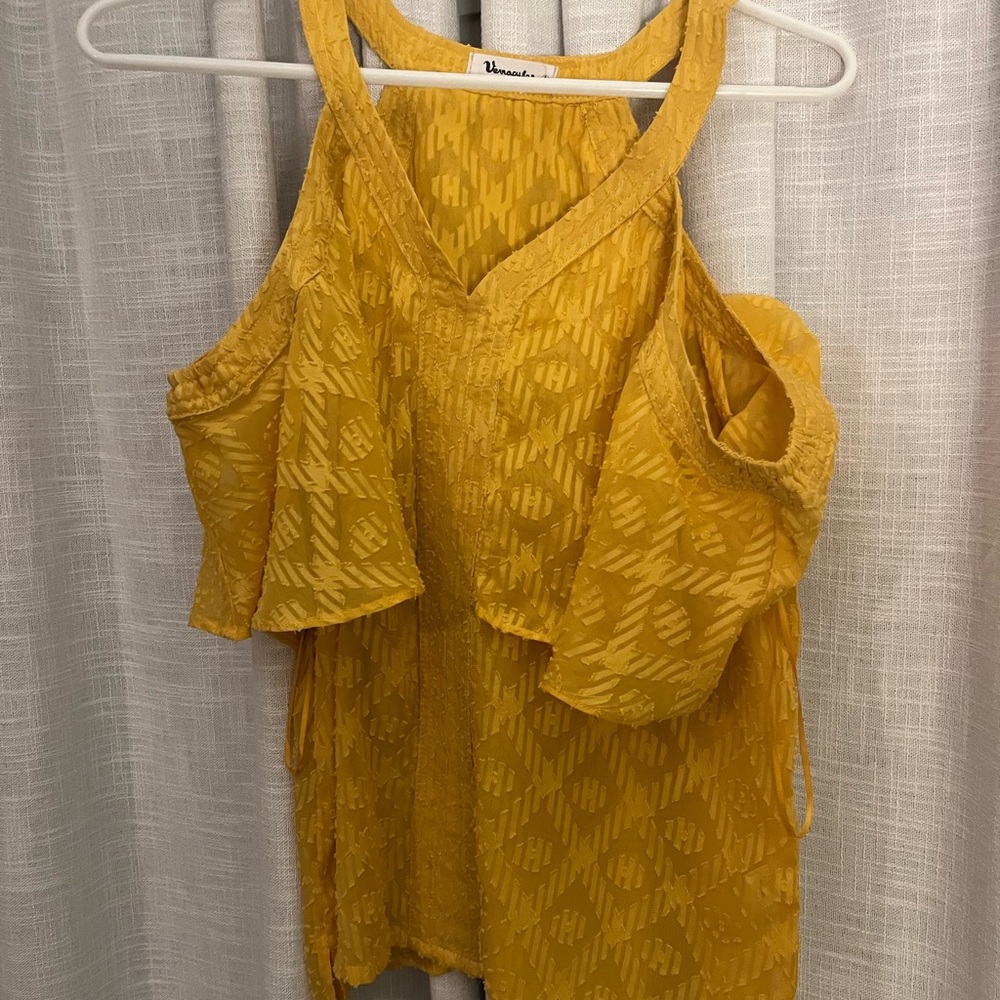 Universal Thread Mustard Cold Shoulder Blouse